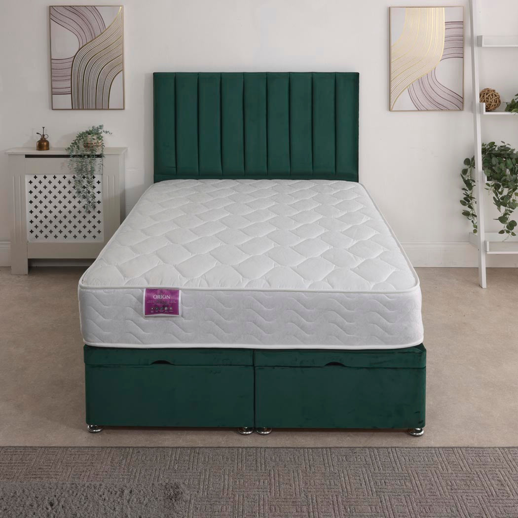 Orion Coil Sprung Ottoman End Lift Bed Set – front view