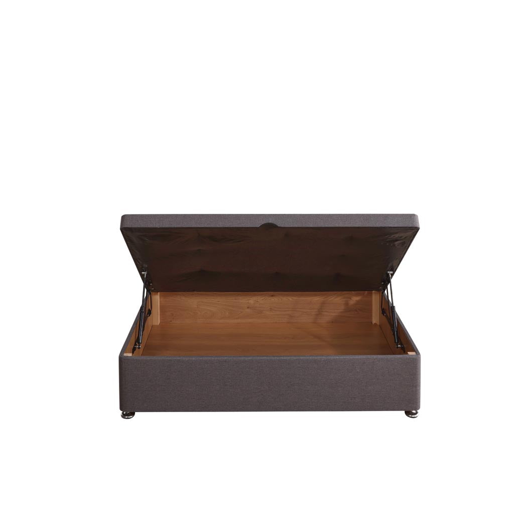 Ottoman Storage Half End Lift Divan Bed Base – front view, storage open