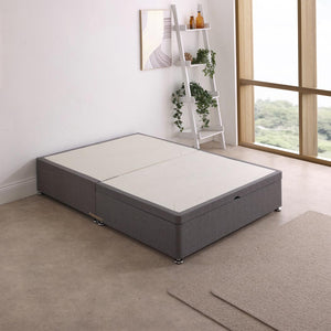 Ottoman Storage Half End Lift Divan Bed Base – angled view, storage closed