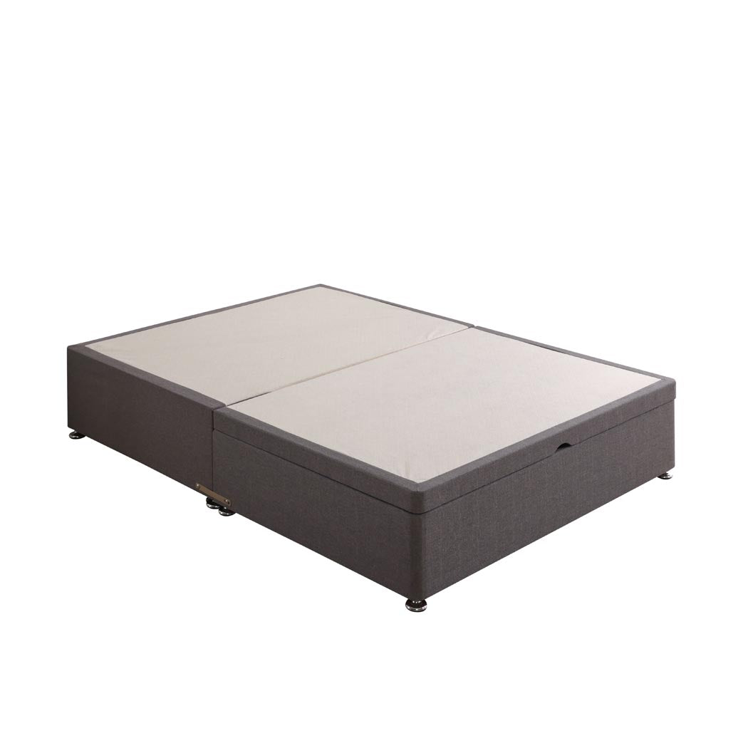 Ottoman Storage Half End Lift Divan Bed Base – angled view, storage closed