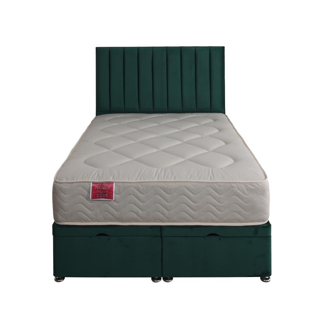 Pegasus Coil Sprung Ottoman End Lift Bed Set – front view