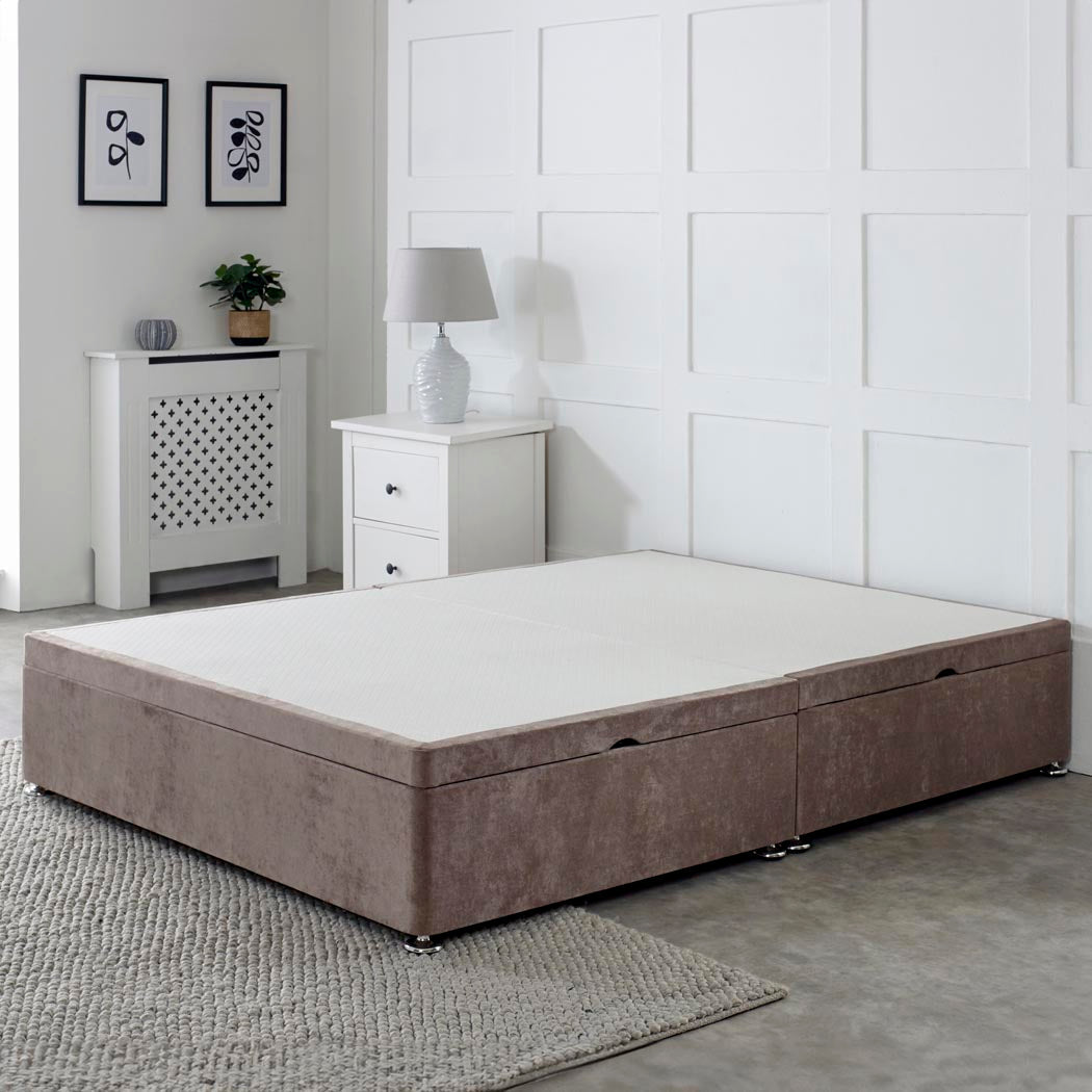Premium Side Lift Ottoman Storage Divan Bed Base – styled in a bedroom