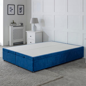 Premium End Lift Storage Ottoman Divan Bed Base – angled view, storage closed