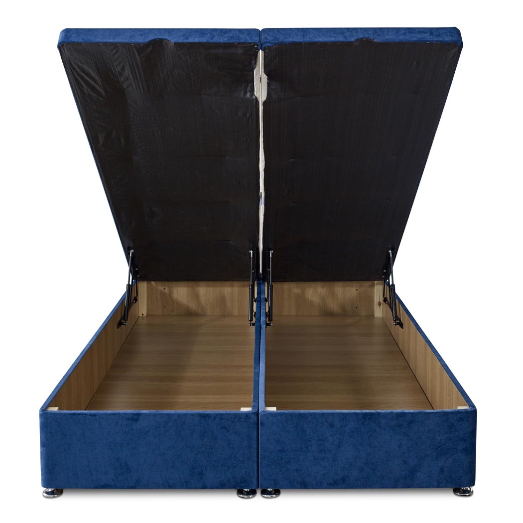 Premium End Lift Storage Ottoman Divan Bed Base – front view, storage open