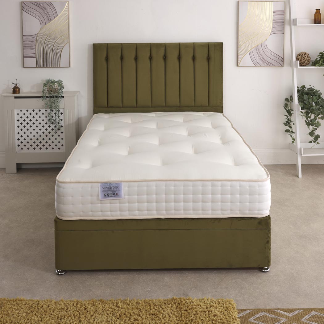 Comfort Silver 2000 Fibre And Pocket Sprung Ottoman Side Lift Bed Set – front view