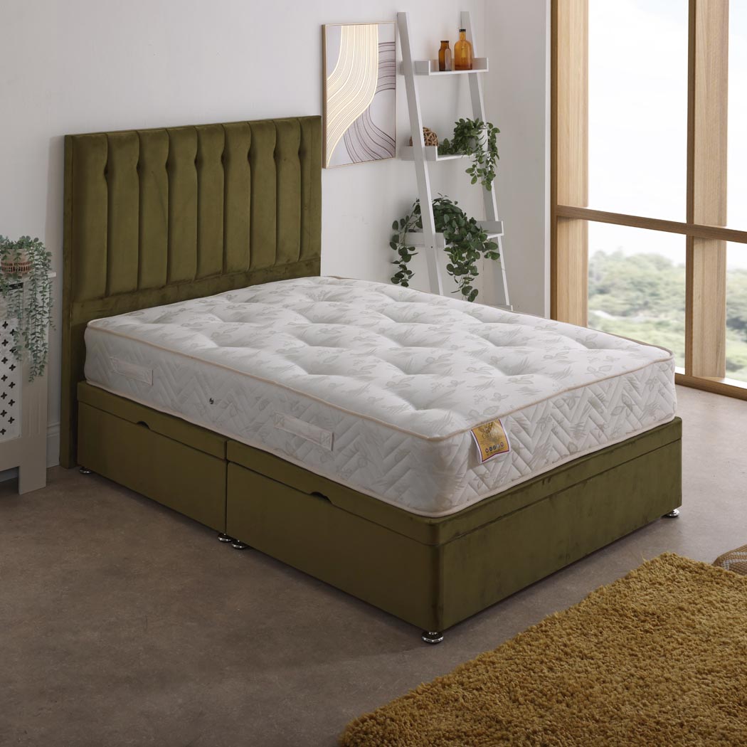 Super Ortho Coil Sprung Ottoman Side Lift Bed Set – angled view
