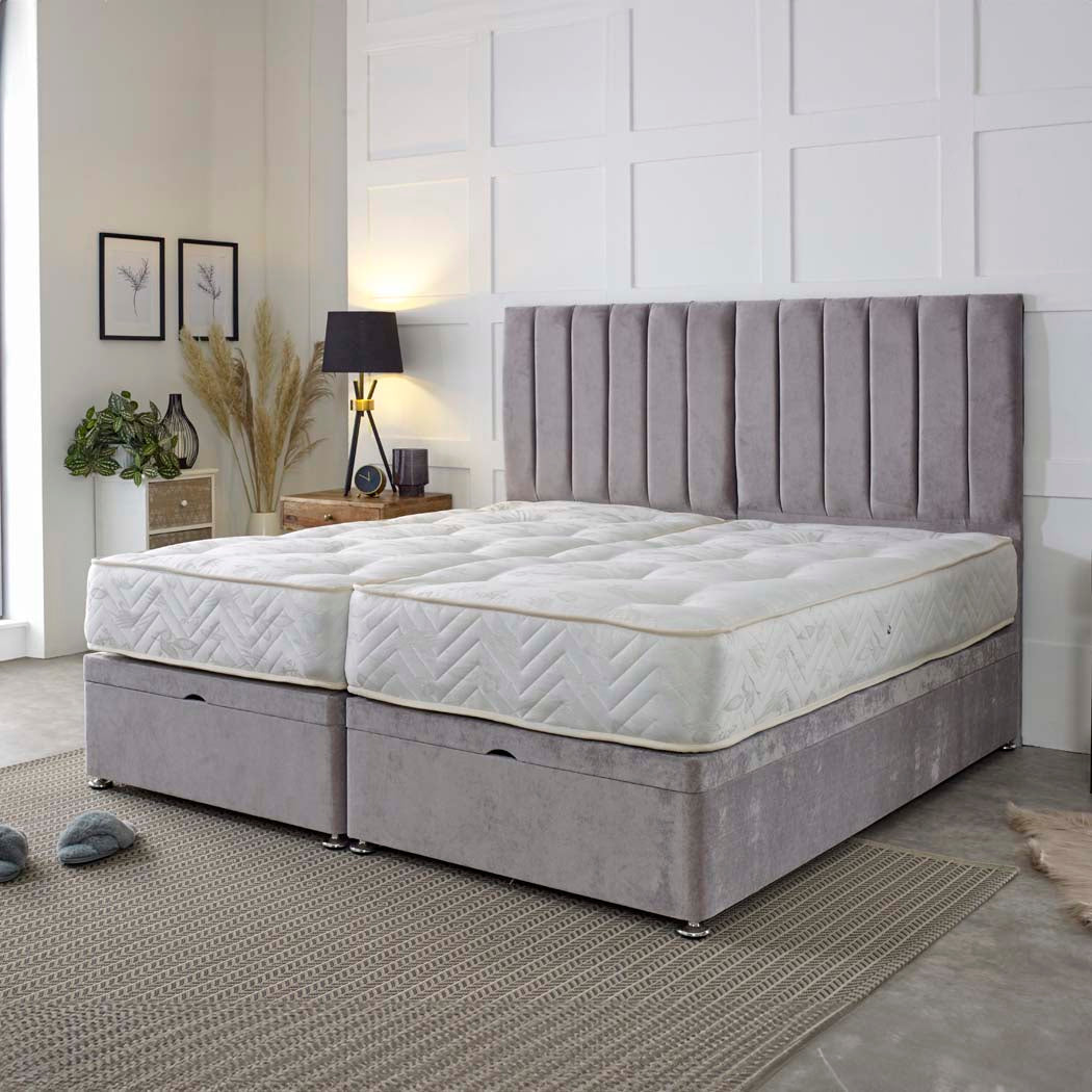Supreme Guest Hotel Zip and Link 1000 Pocket Sprung Ottoman Divan Bed Set – styled in a bedroom