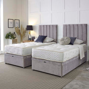 Supreme Guest Hotel Zip and Link 1000 Pocket Sprung Ottoman Divan Bed Set – styled in a bedroom