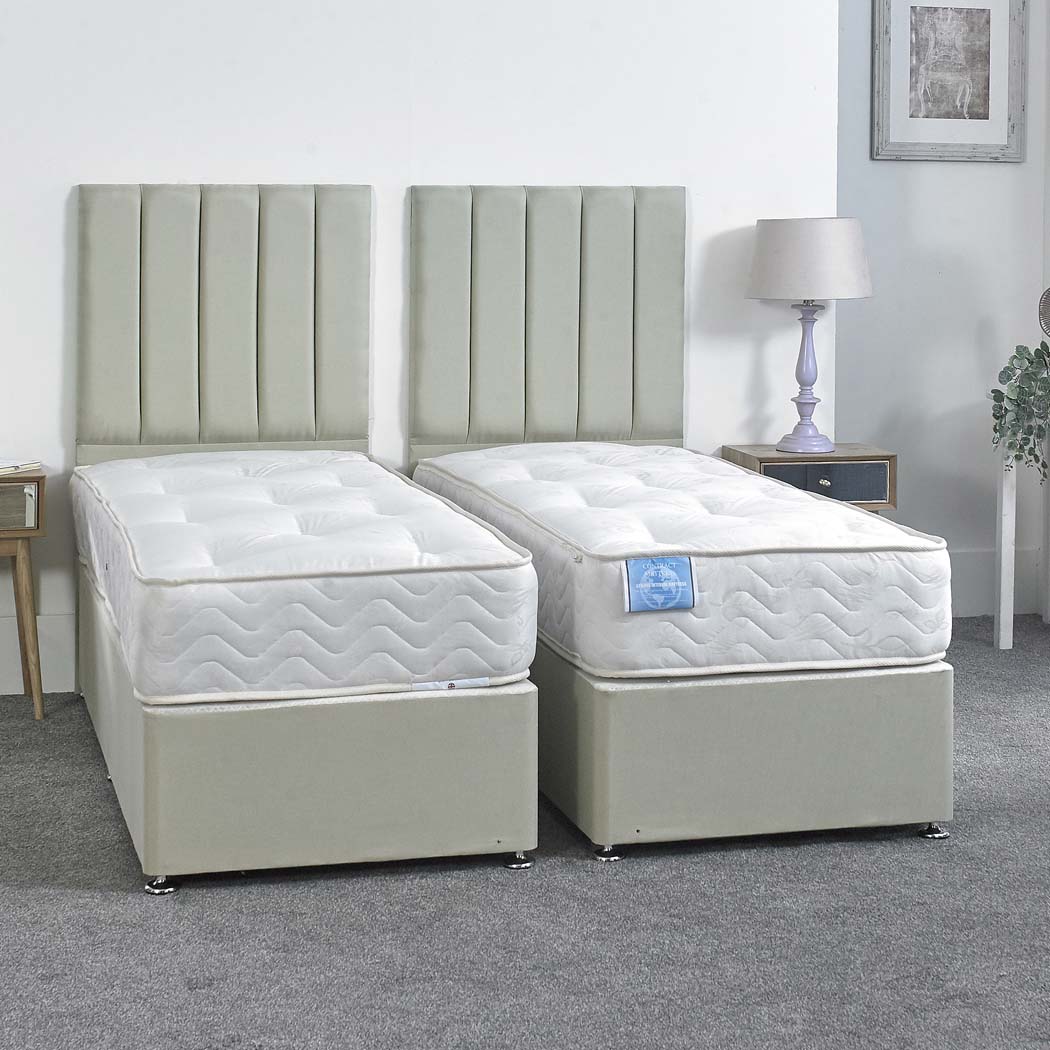 Supreme Guest Hotel Zip and Link 1500 Pocket Sprung Divan Bed Set – front view, styled in a bedroom