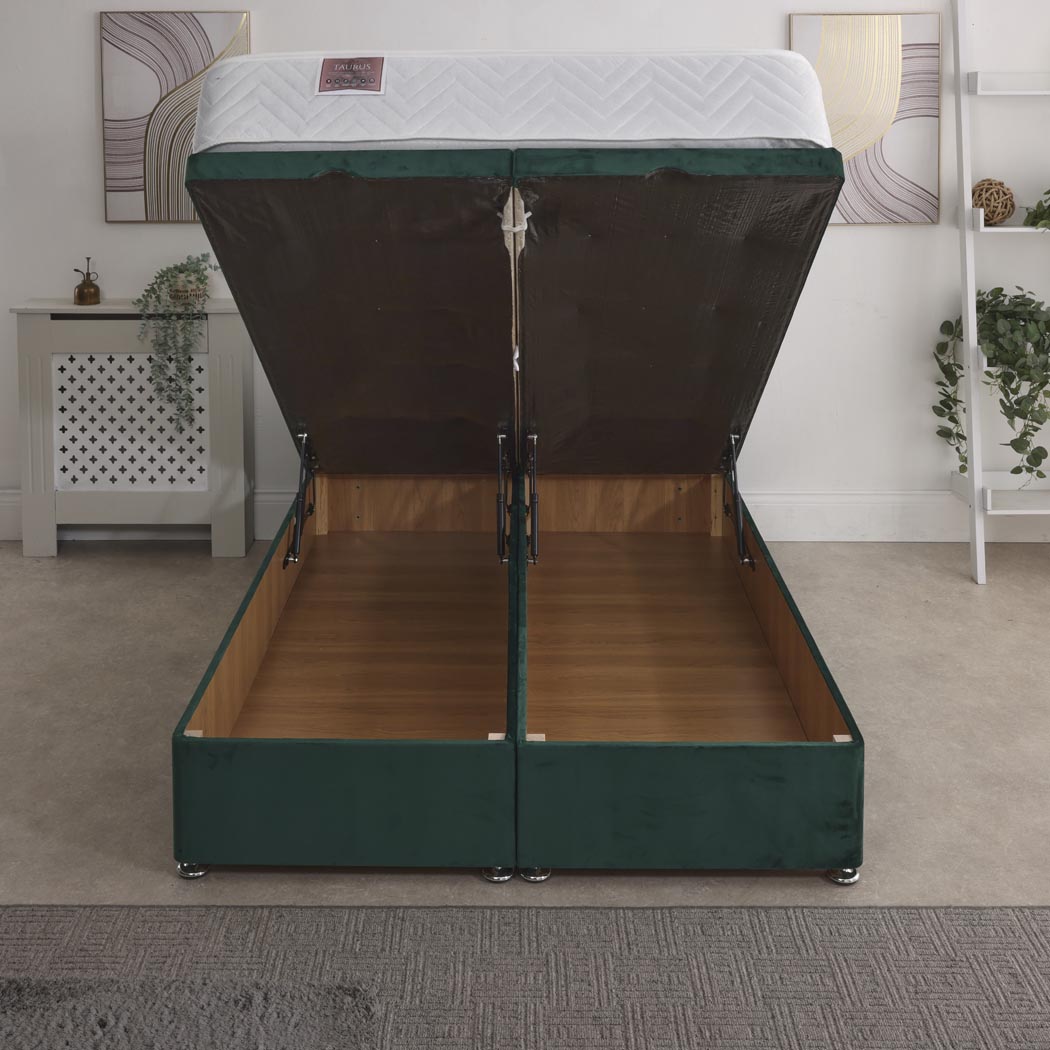 Taurus 1000 Pocket Sprung Ottoman End Lift Bed Set – front view, storage open