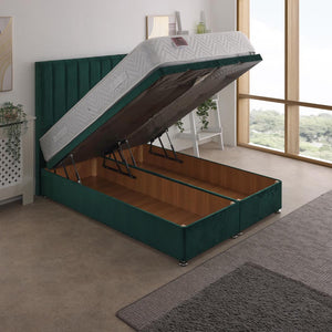 Taurus 1000 Pocket Sprung Ottoman End Lift Bed Set – angled view, storage open