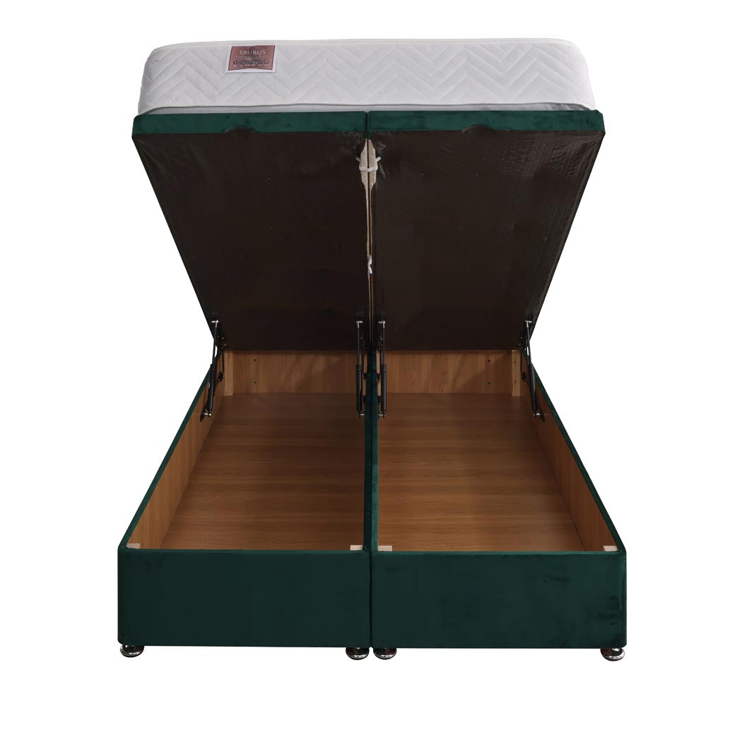 Taurus 1000 Pocket Sprung Ottoman End Lift Bed Set – front view, storage open