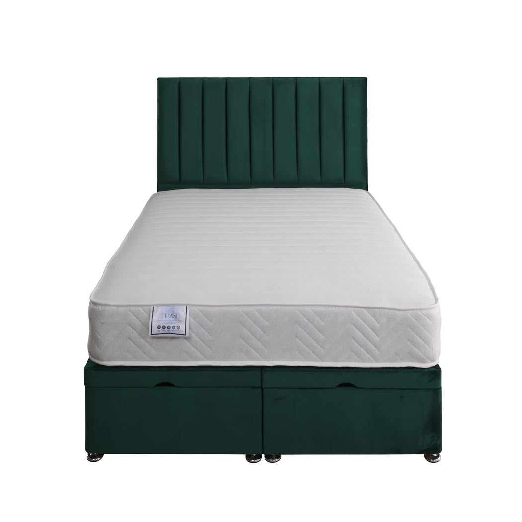 Titan Coil Sprung Ottoman End Lift Bed Set – front view