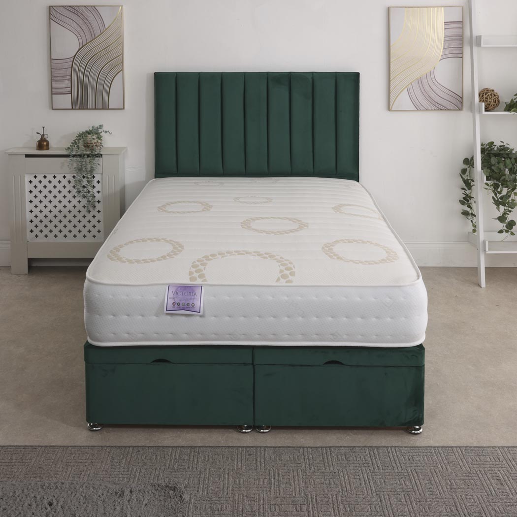 Victoria Orthopaedic Coil Sprung Ottoman End Lift Bed Set – front view