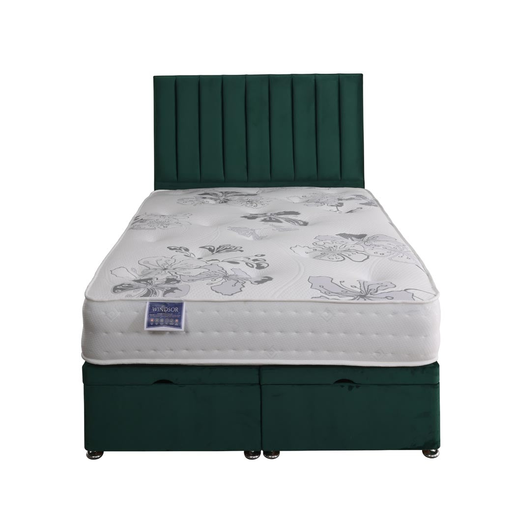 Windsor Orthopaedic Coil Sprung Ottoman End Lift Bed Set – front view, storage closed