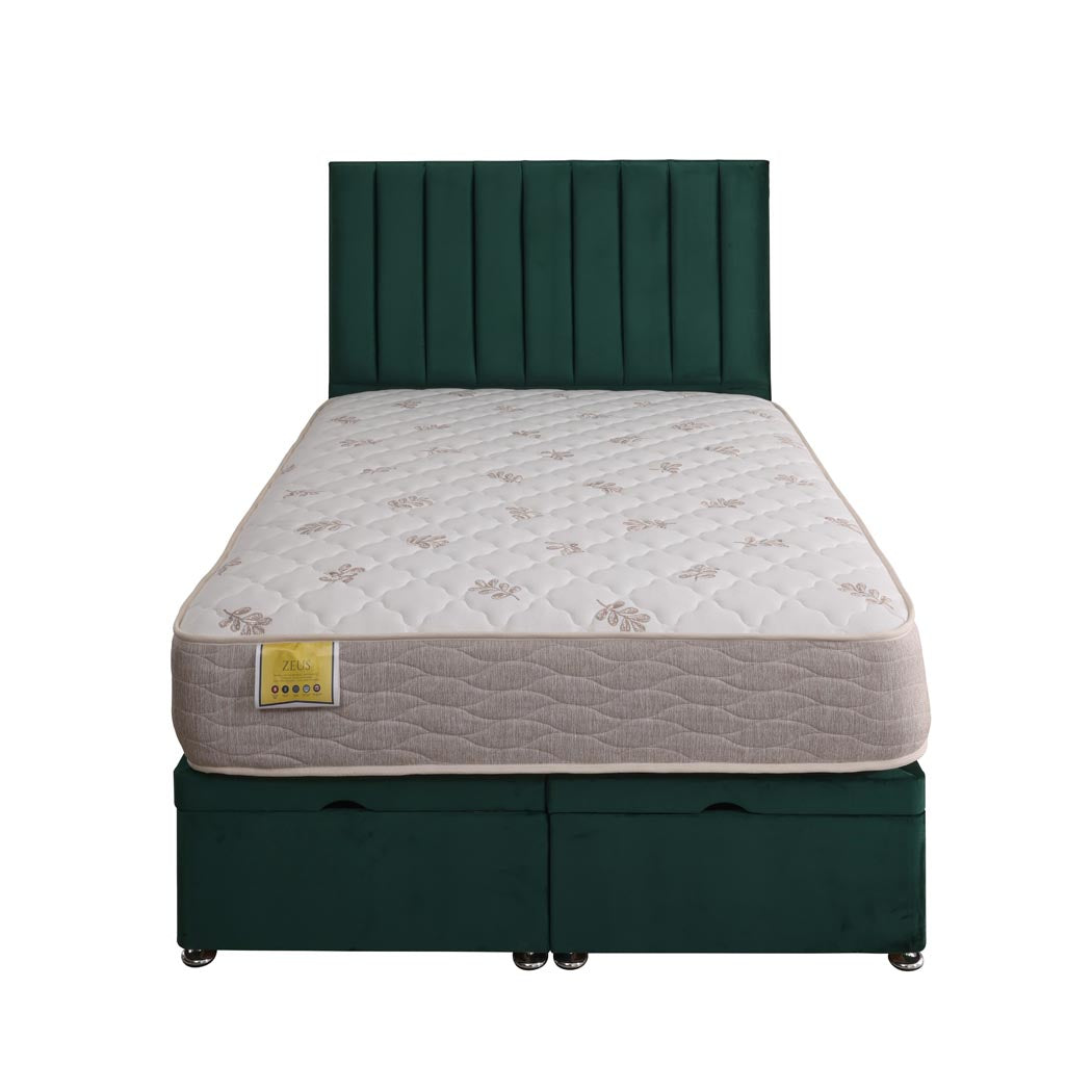 Zeus Orthopaedic Coil Sprung Ottoman End Lift Bed Set – front view
