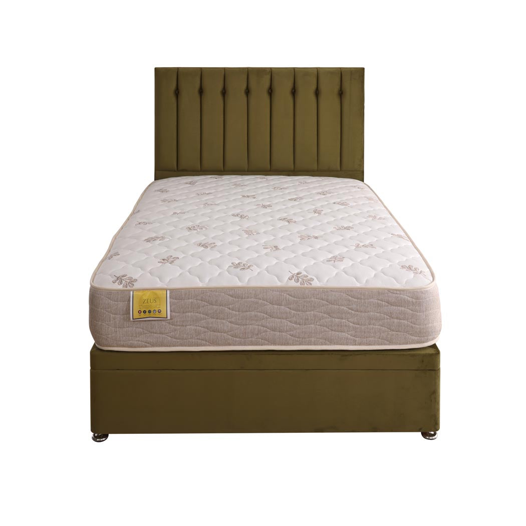 Zeus Orthopaedic Coil Sprung Ottoman Side Lift Bed Set – front view