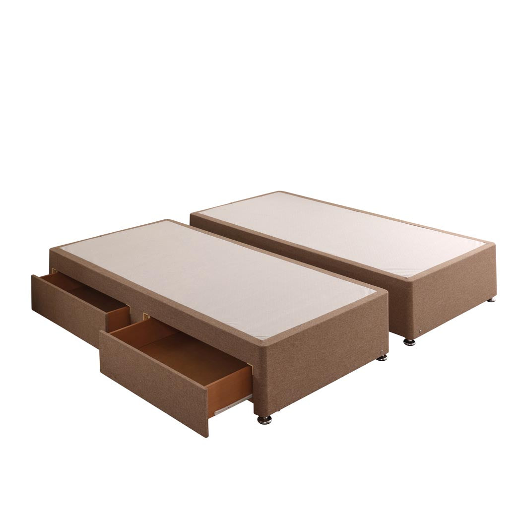 Zip and Link Divan Bed Base – angled view, two drawers open