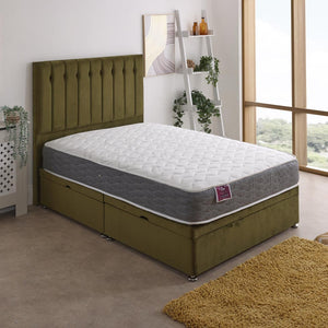 Zoya Coil Sprung Ottoman Side Lift Bed Set – styled in a bedroom