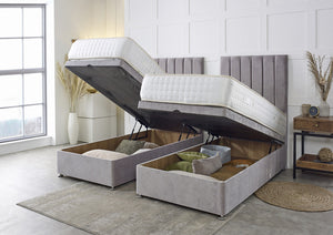 Luxury Hotel Zip and Link Contract 2000 Pocket Sprung Intelligent Fibre Ottoman Divan Bed Set