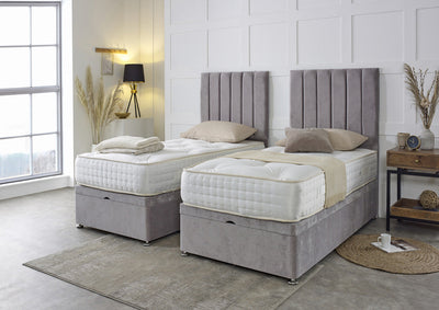 Luxury Hotel Zip and Link Contract 1000 Pocket Sprung Intelligent Fibre Ottoman Divan Bed Set