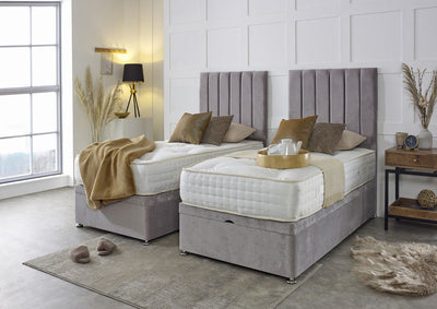 Luxury Hotel Zip and Link Contract 5000 Pocket Sprung Intelligent Wool Ottoman Divan Bed Set