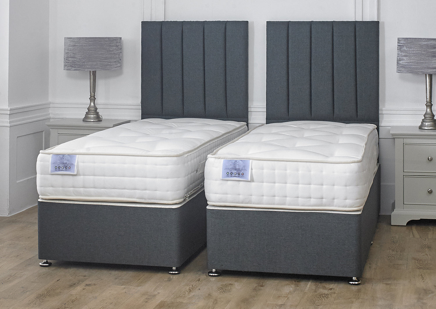 Luxury Hotel Zip and Link Contract 1000 Pocket Sprung Intelligent Fibre Divan Bed Set
